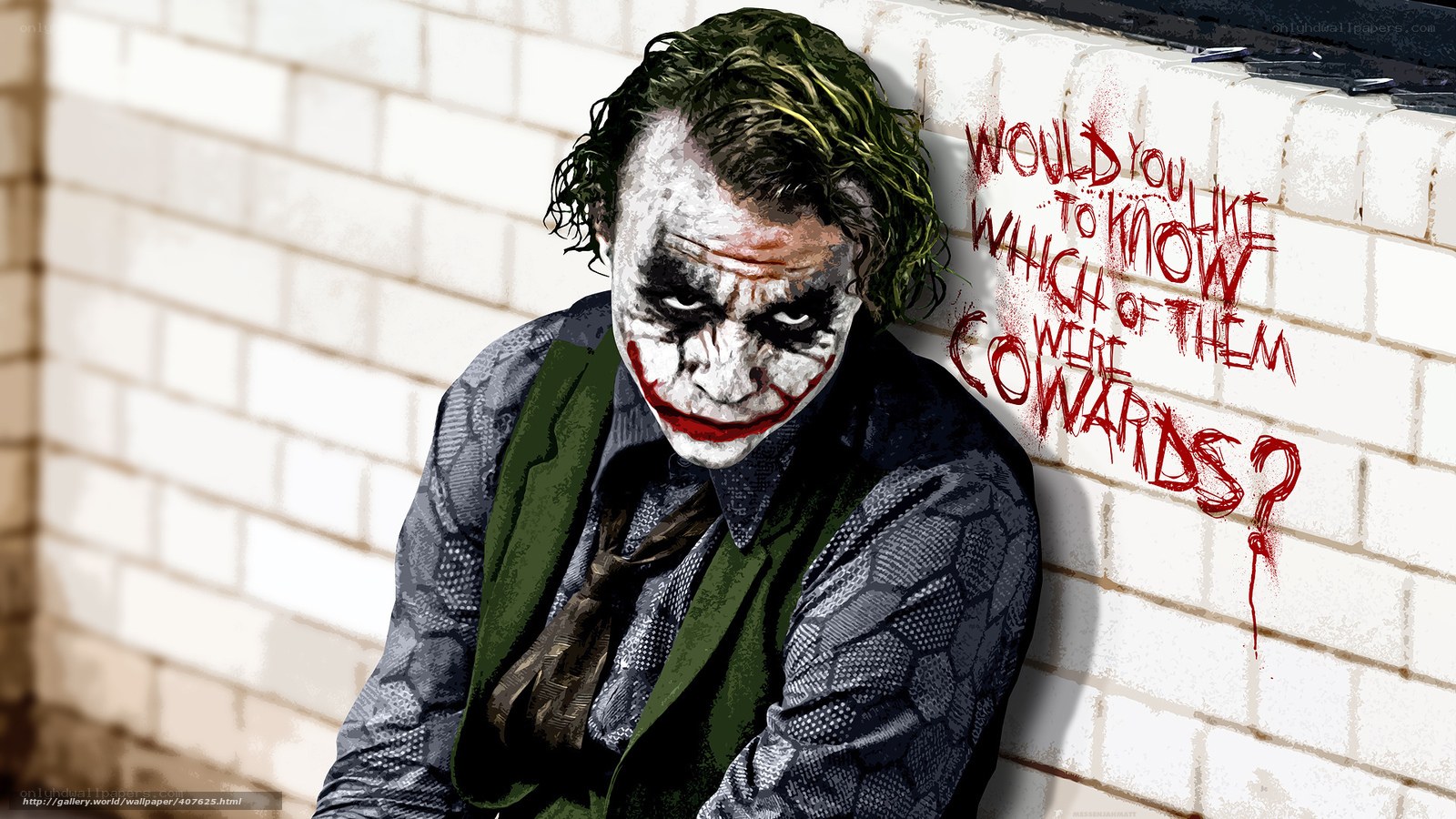 The Joker leans against a wall