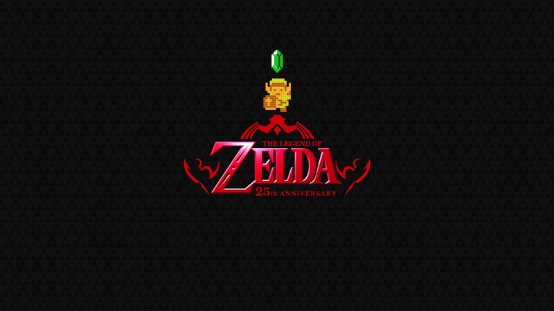 The Legend of Zelda Logo — Black, Celebratory, Pixel Art, Link