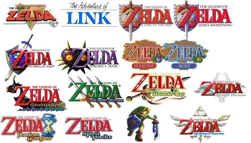 The Legend of Zelda series logos