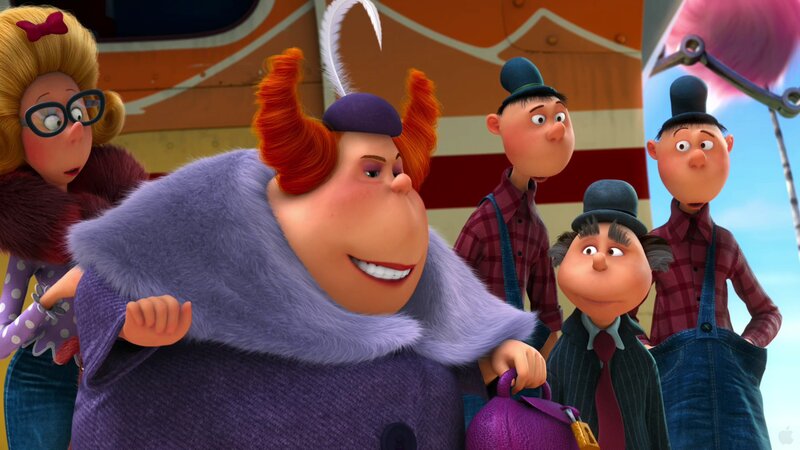 The Lorax characters in a crowd