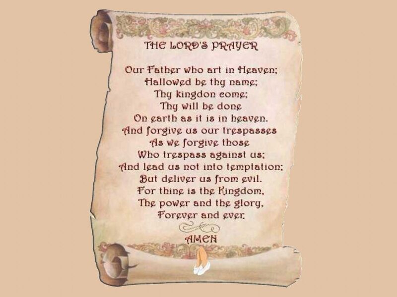 The Lord's Prayer on a scroll