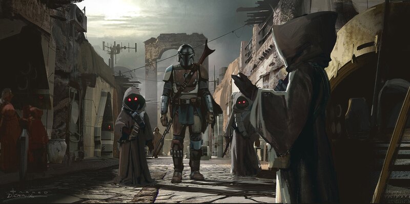 The Mandalorian with Droids