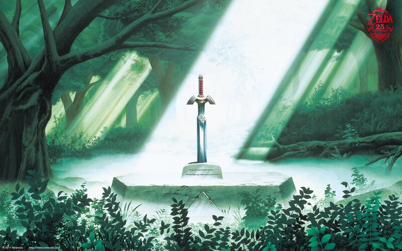 The Master Sword in the Sacred Grove