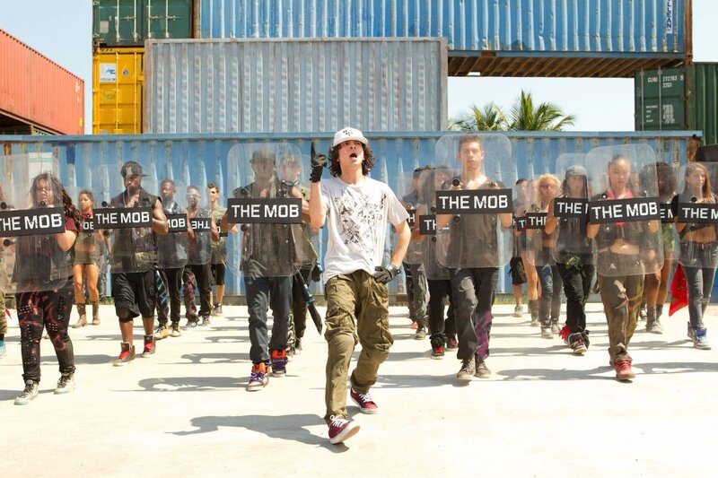 The Mob marching with shields