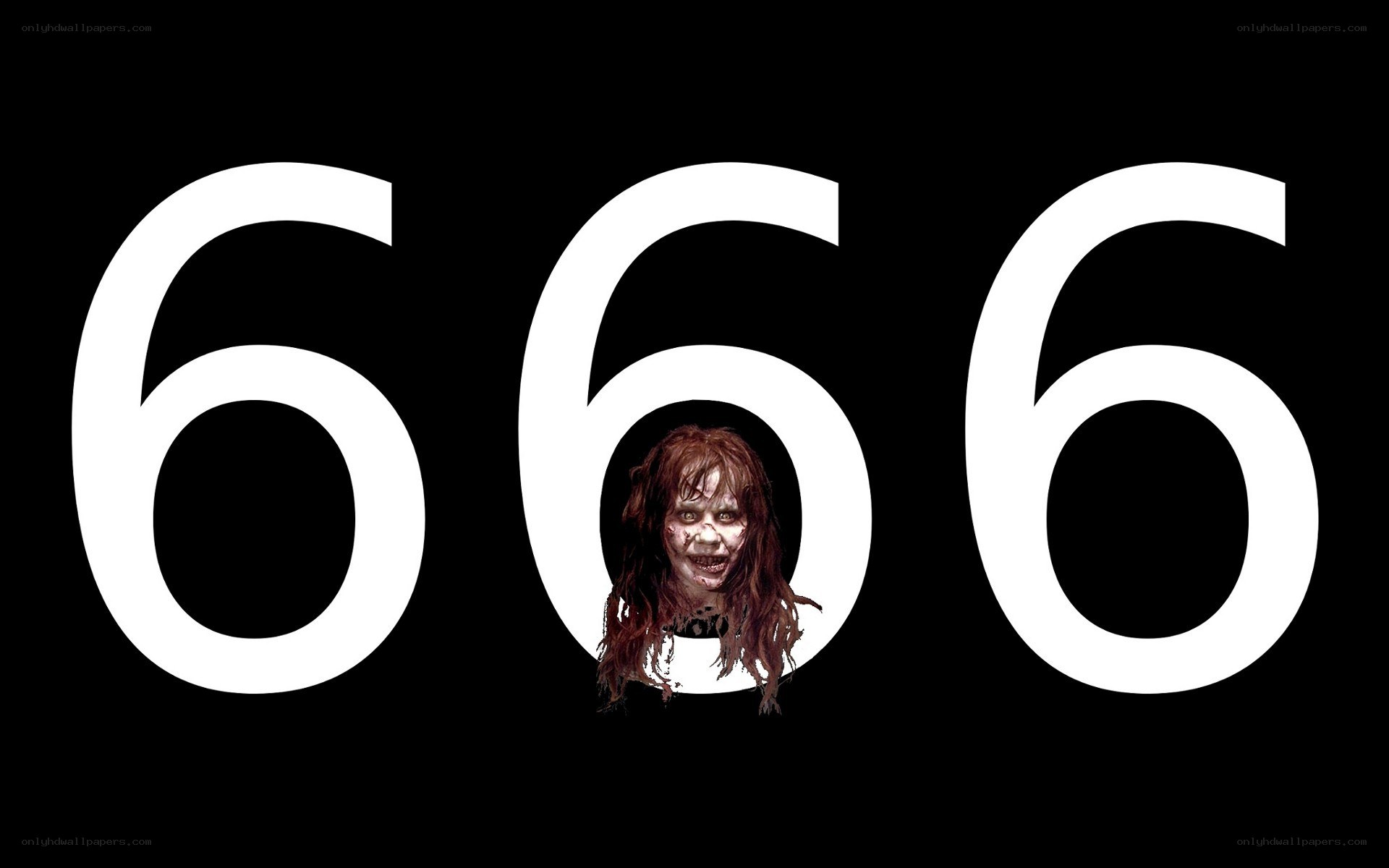The number 666 with a horror face