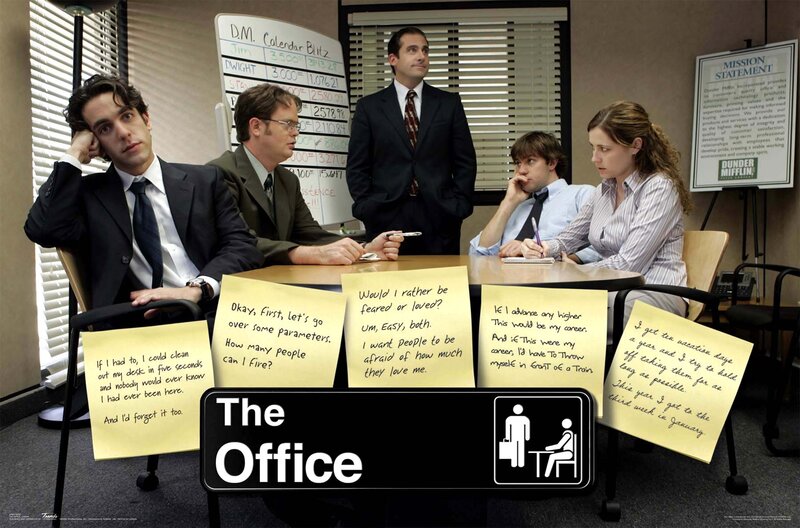 The Office cast in a meeting