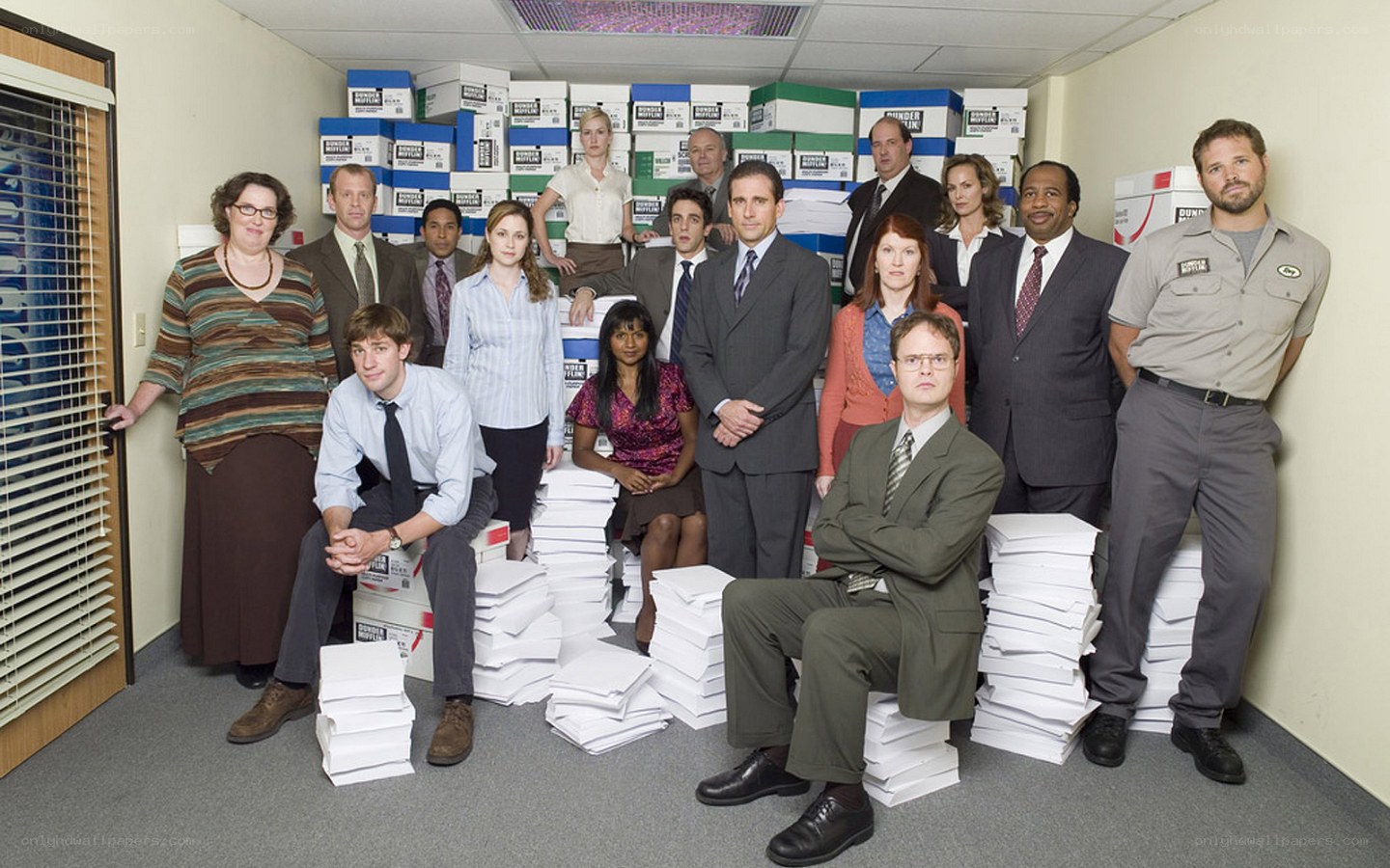 The Office cast in office setting