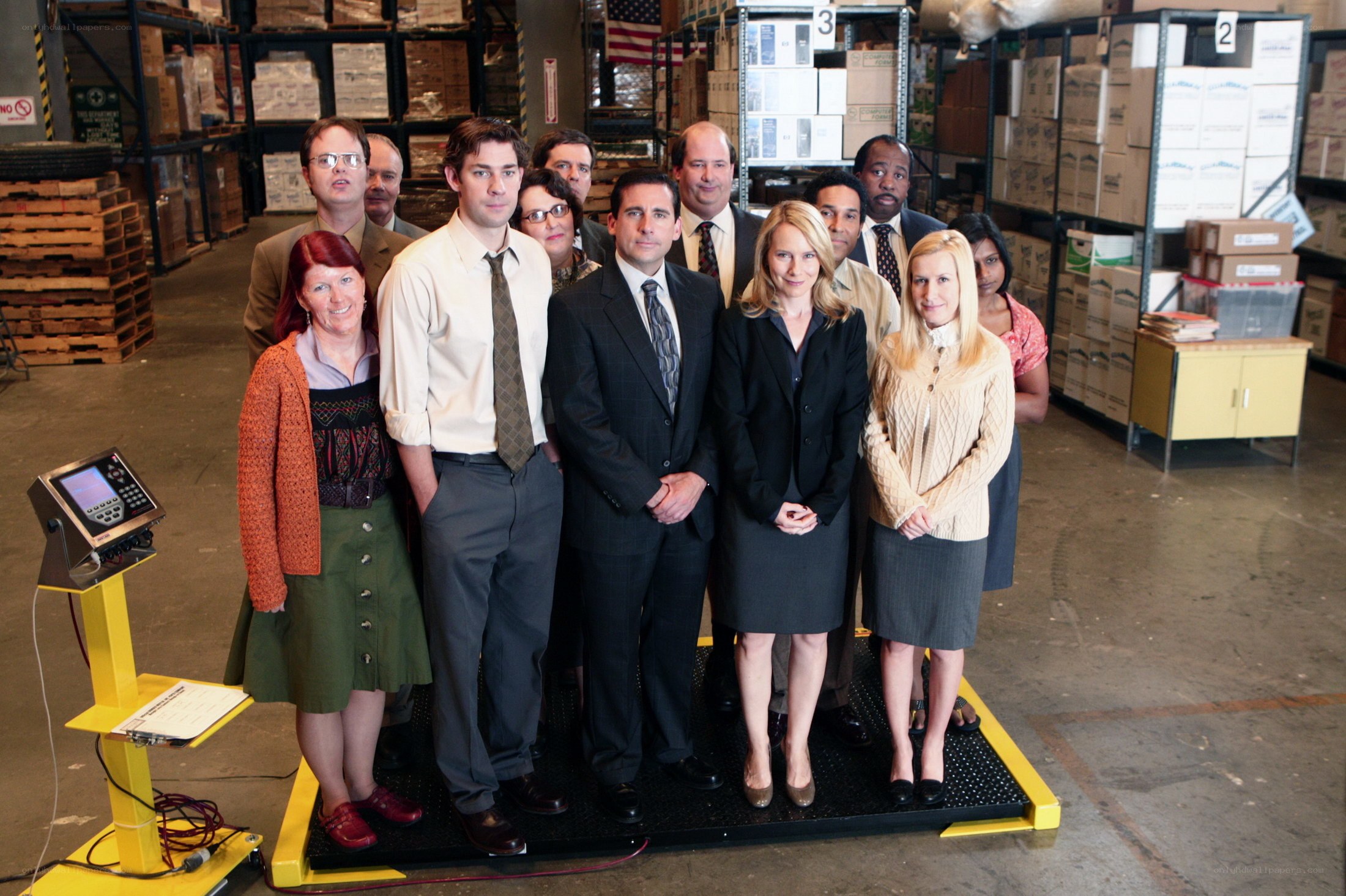 The Office cast in warehouse