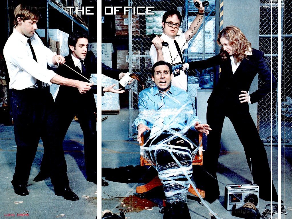 The Office cast in warehouse