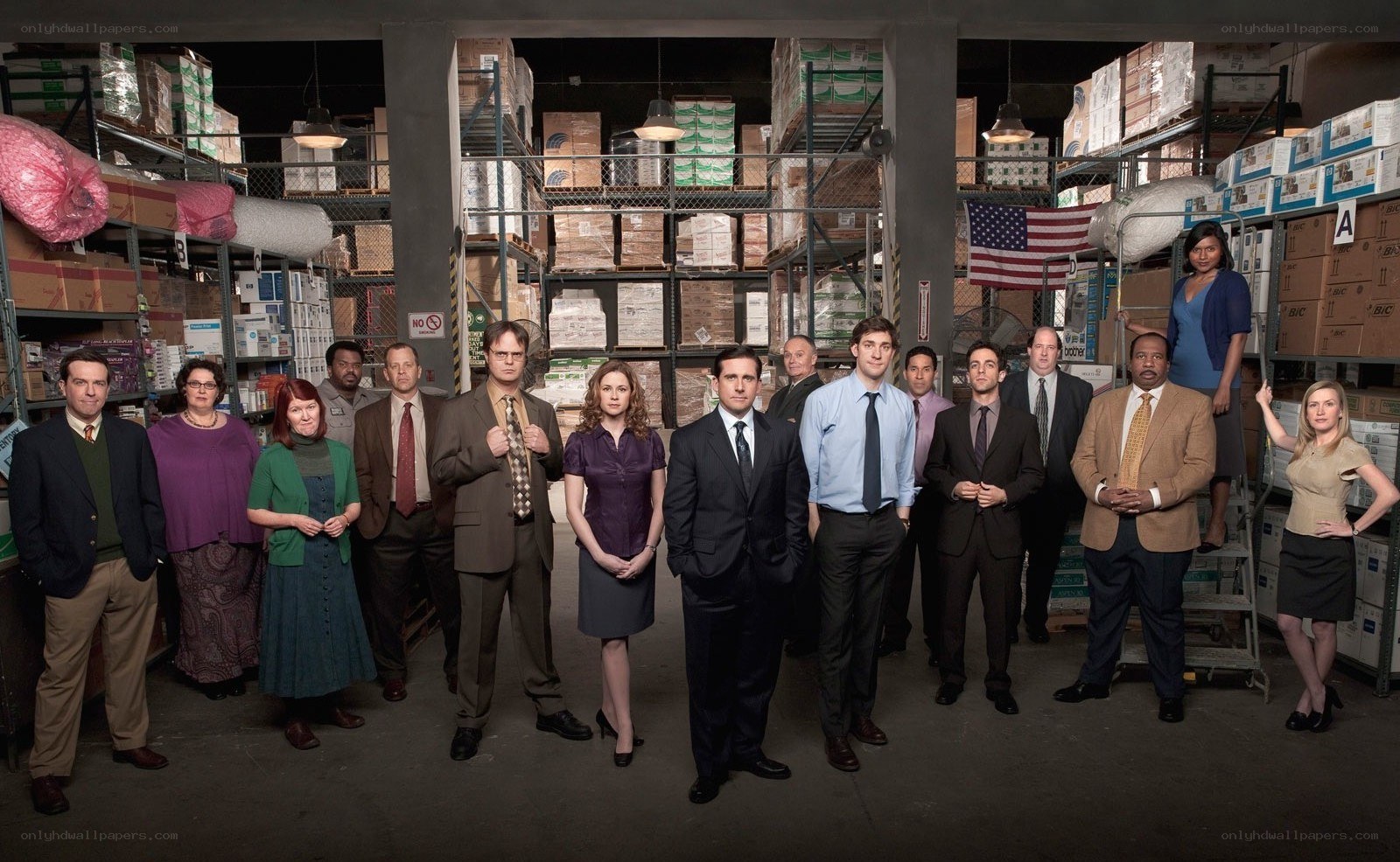 The Office cast in warehouse