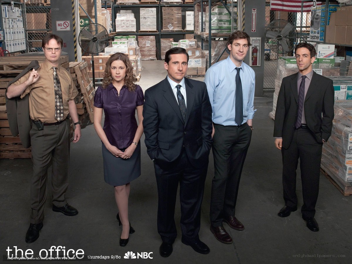 The Office cast in warehouse
