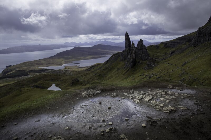 The Old Man of Storr — Green, Dramatic, Photograph, Mountain, Lake