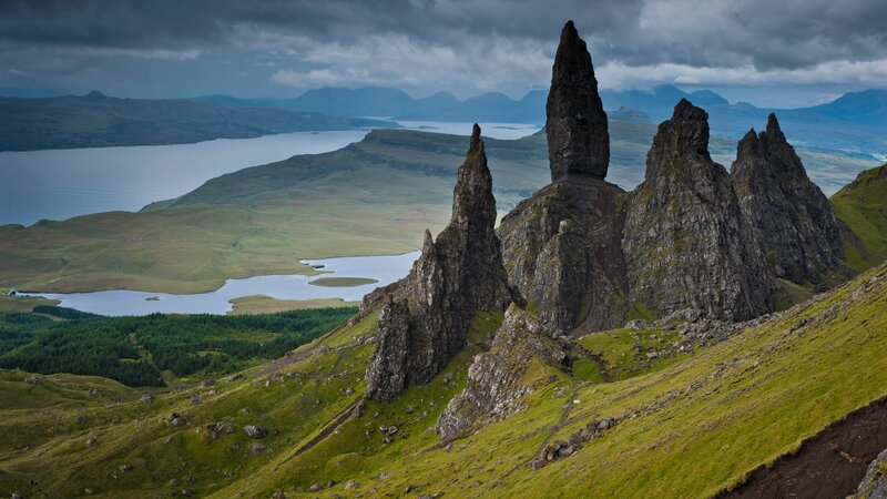 The Old Man of Storr — Green, Dramatic, Photograph, Rock Formations