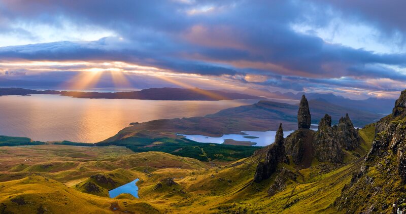 The Old Man of Storr — Green, Dramatic, Sunset, Photograph, Mountain