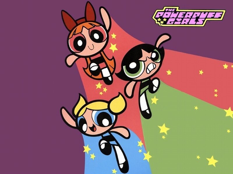 The Powerpuff Girls flying