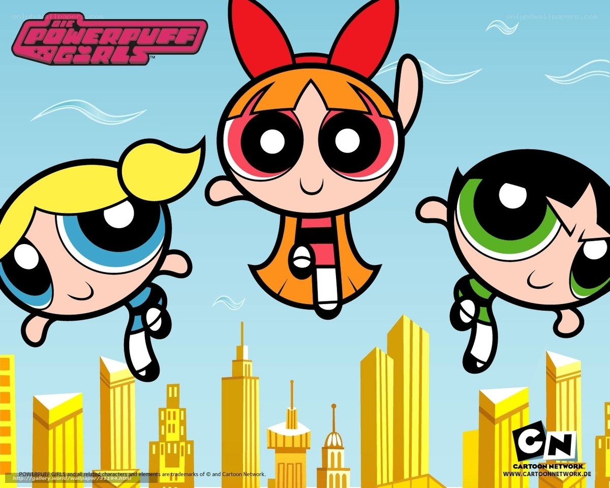 The Powerpuff Girls flying