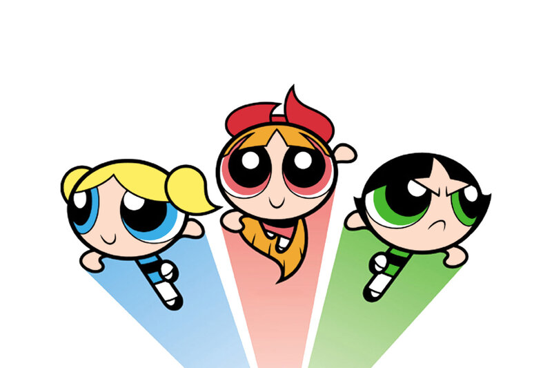 The Powerpuff Girls in flight