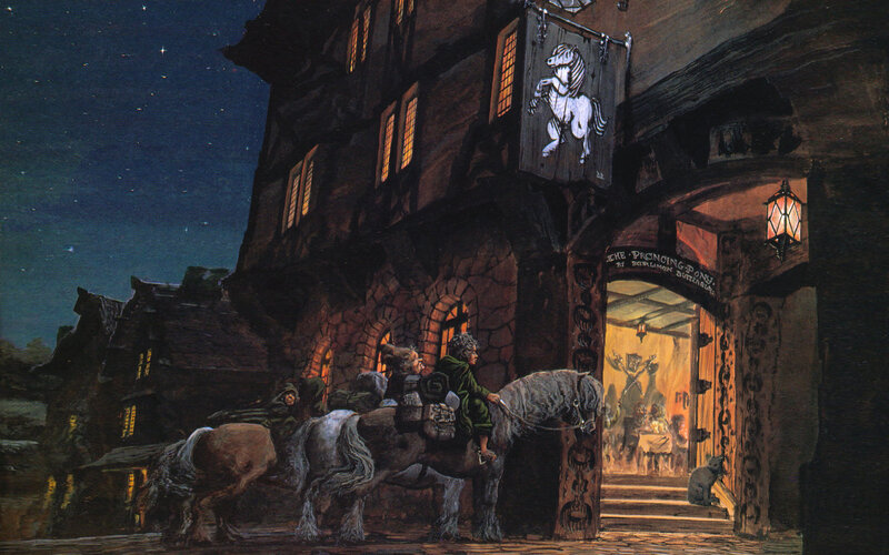 The Prancing Pony at night