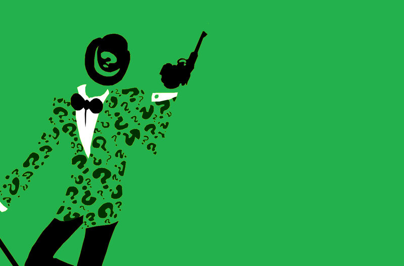 The Riddler Character — Green, Dramatic, Vector Art, Gun