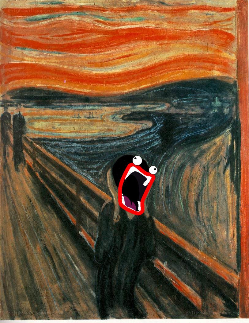 The Scream with meme face
