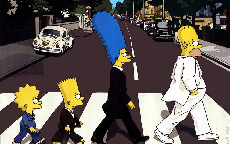 The Simpson Family Crossing Street — Yellow, Calm