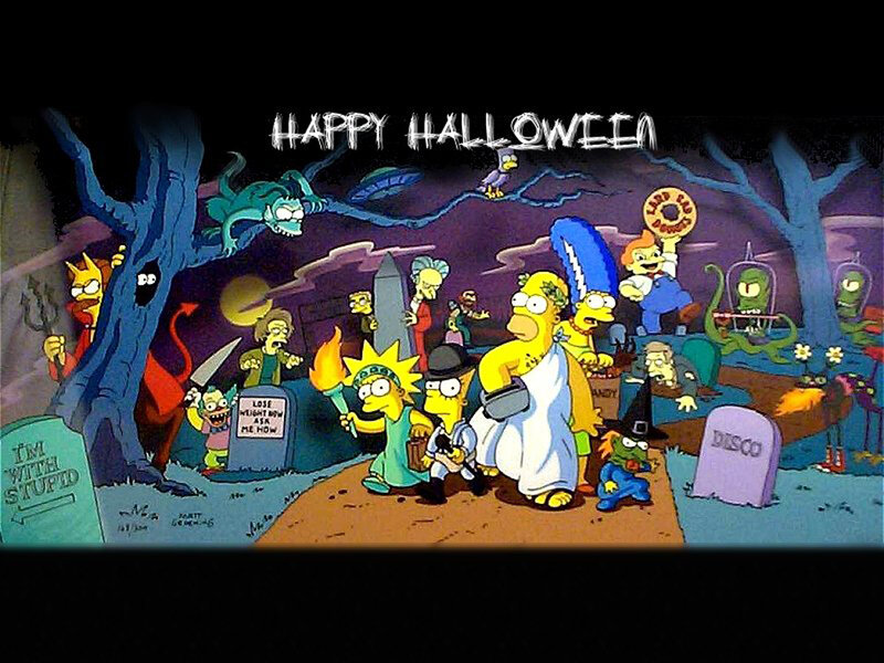 The Simpson Family in a Graveyard