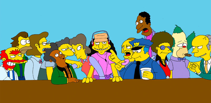 The Simpsons cast at a bar