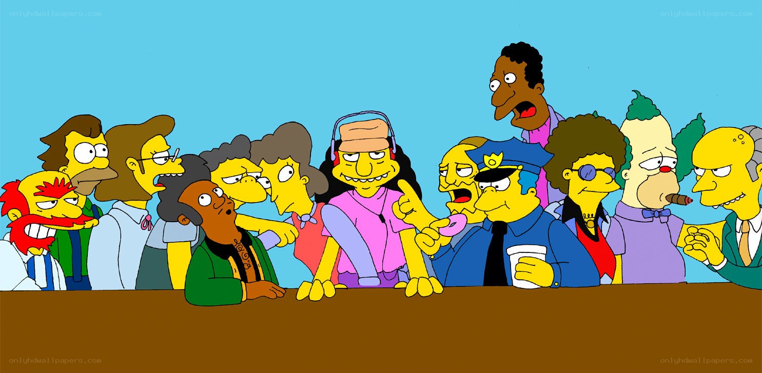 The Simpsons cast at a bar