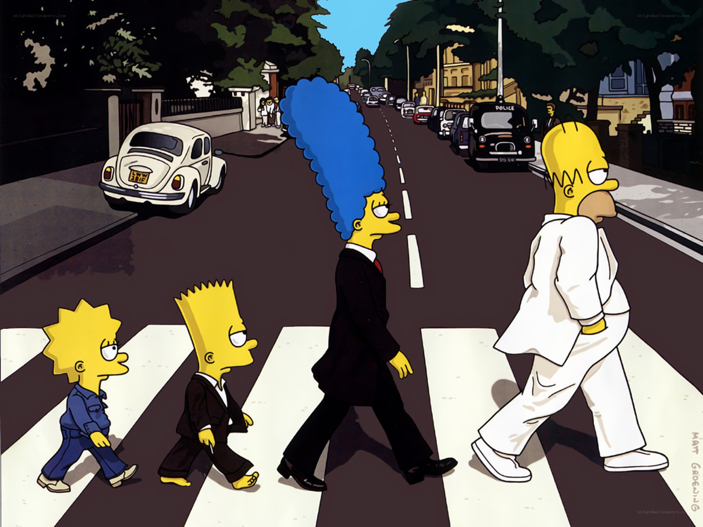 The Simpsons cross Abbey Road