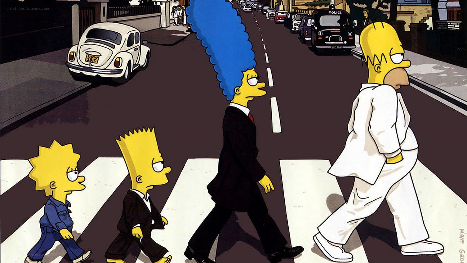 The Simpsons cross Abbey Road
