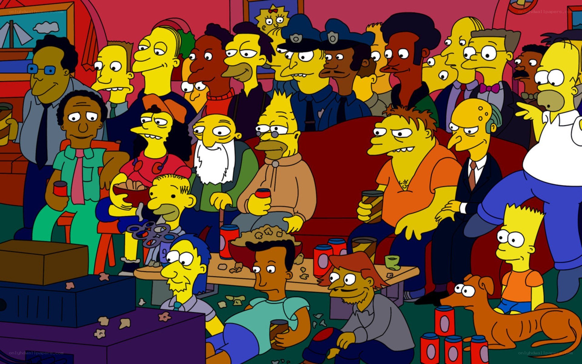 The Simpsons crowd scene