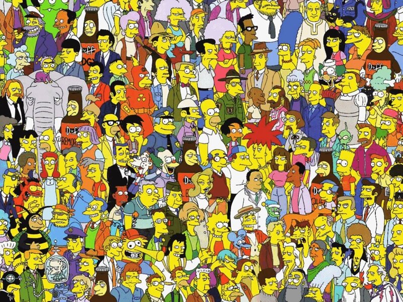 The Simpsons crowd scene