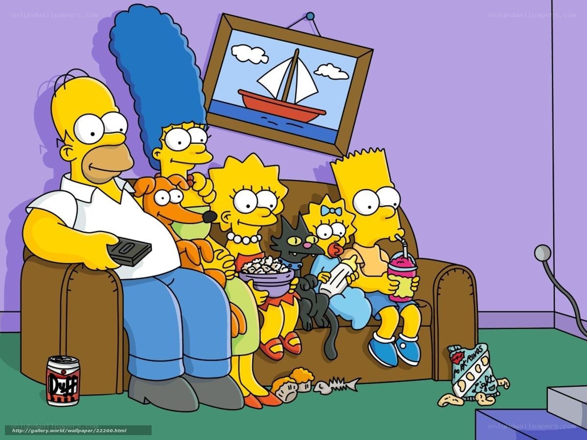 The Simpsons family on couch
