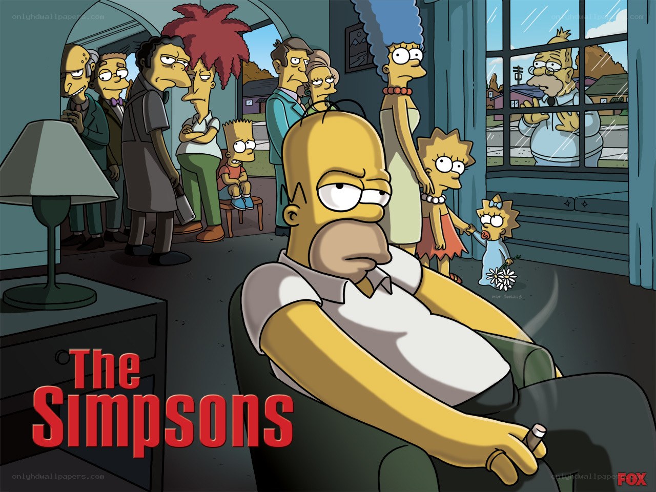 The Simpsons family scene