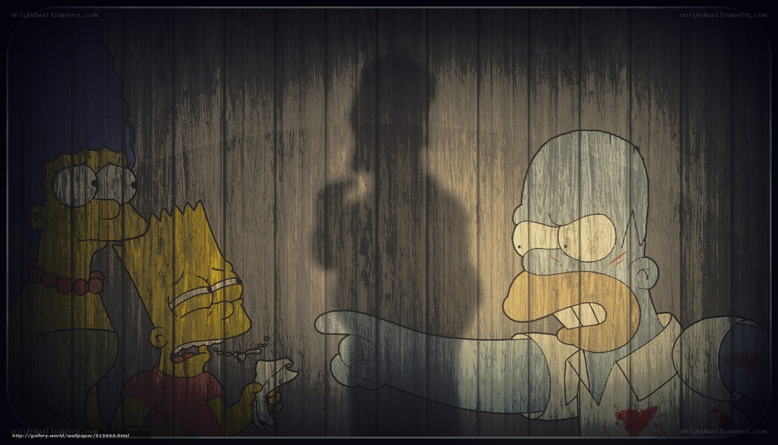 The Simpsons on wood