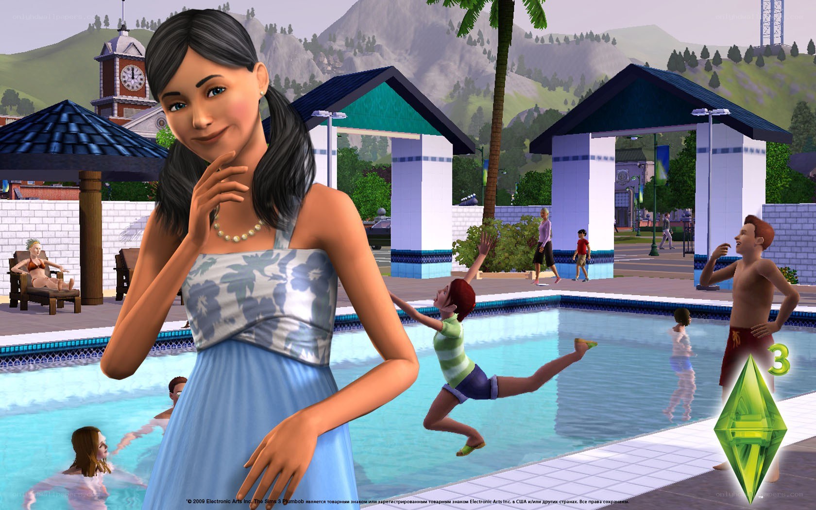 The Sims 3 pool scene