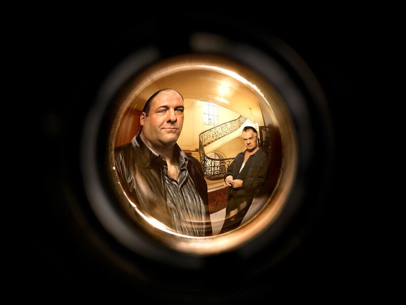 The Sopranos characters through a peephole