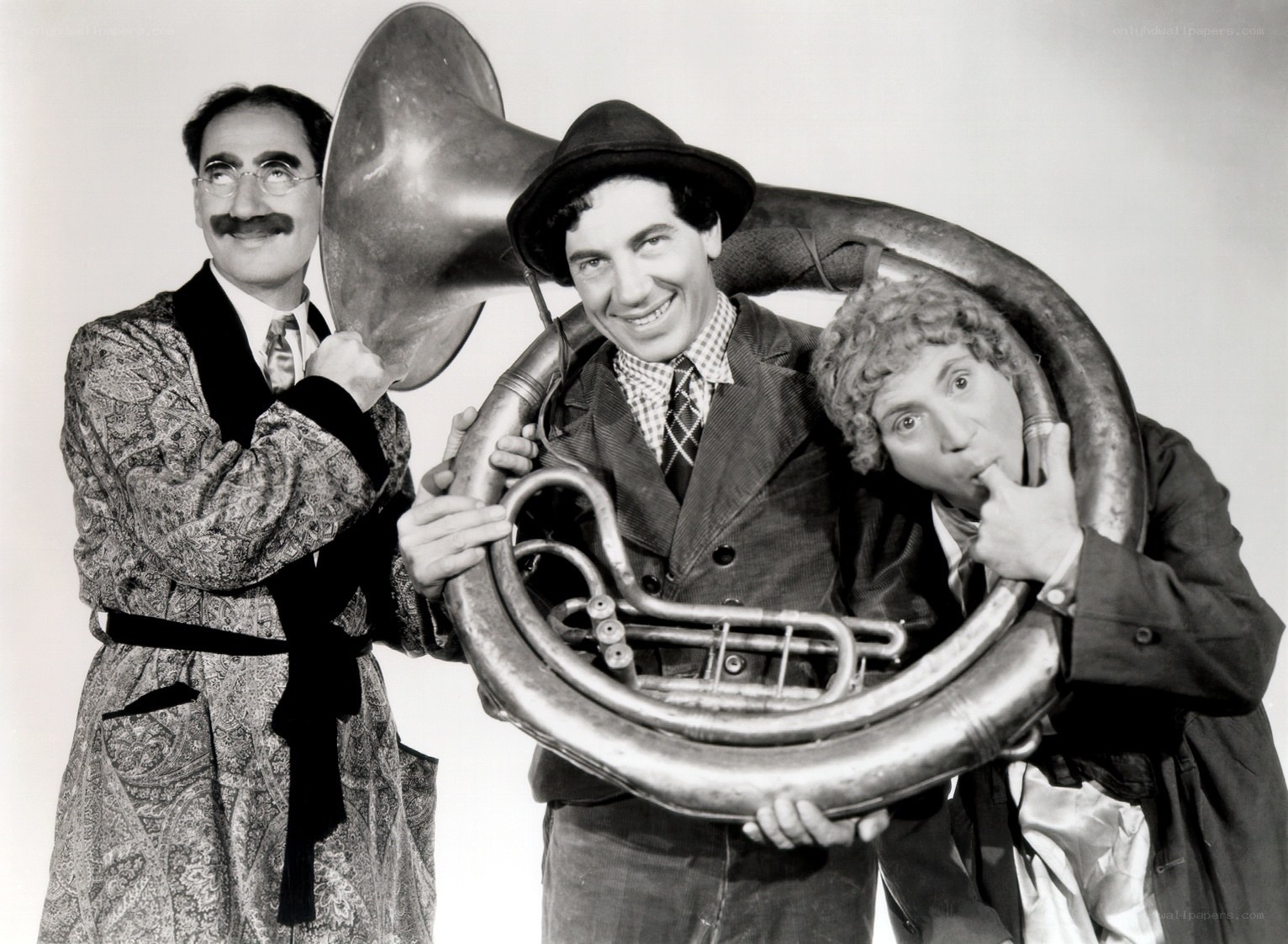 The Three Stooges with tuba