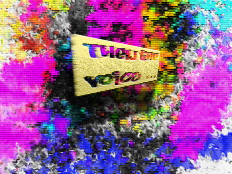 The Voice logo in pixel art