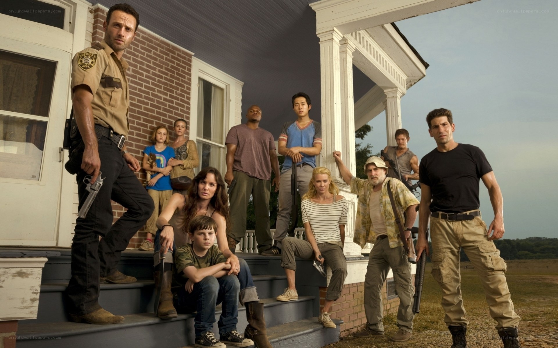 The Walking Dead cast on porch