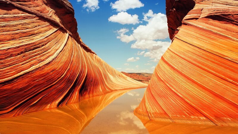 The Wave Rock Formation — Red, Dramatic, Afternoon, Photograph, Sandstone