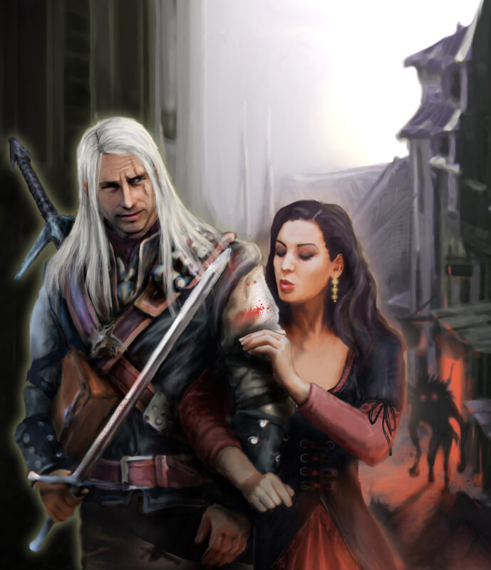 The Witcher and a woman in distress