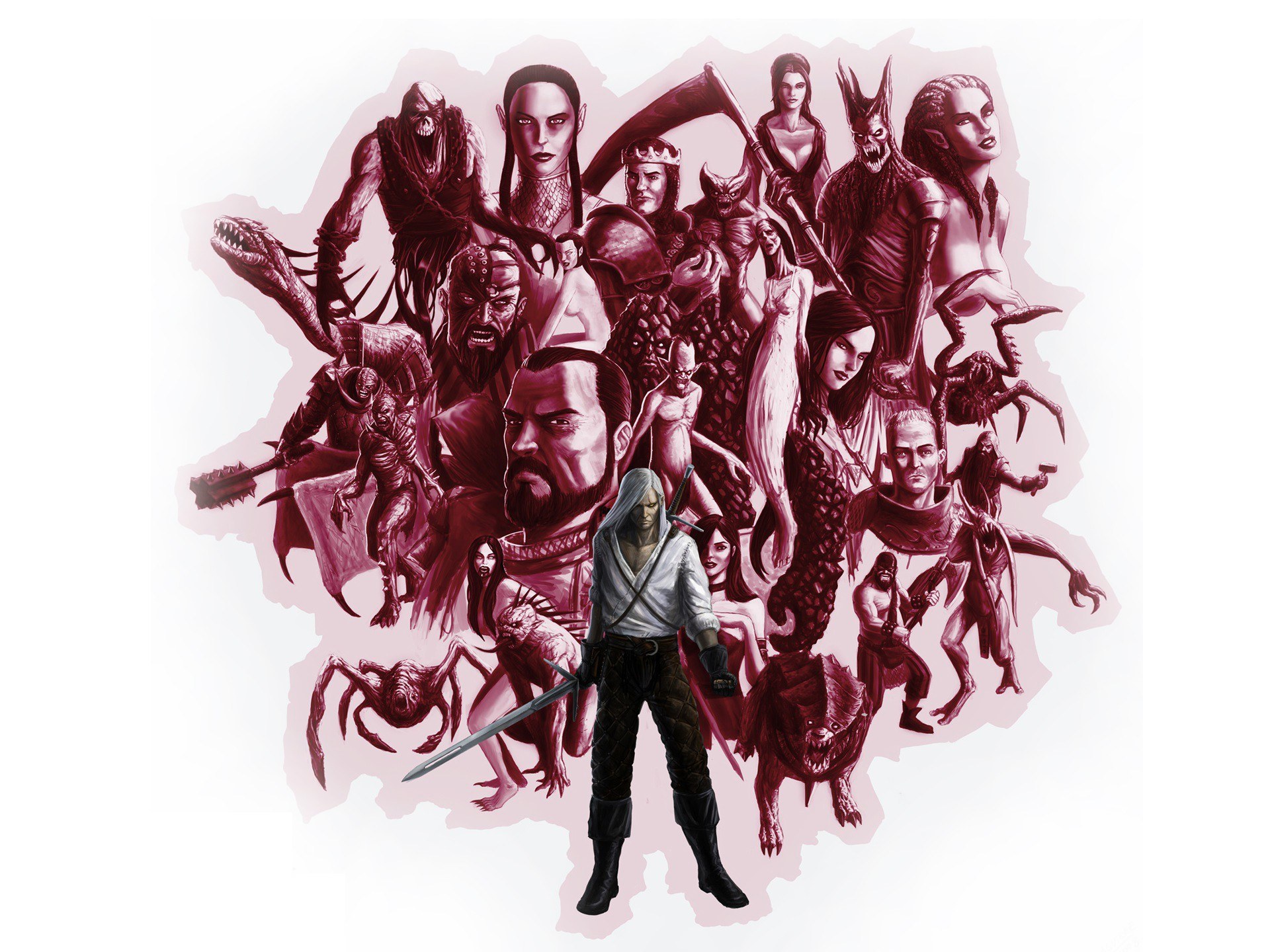 The Witcher character collage