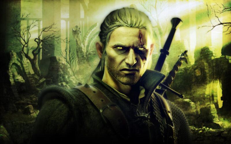 The Witcher in a ruined landscape