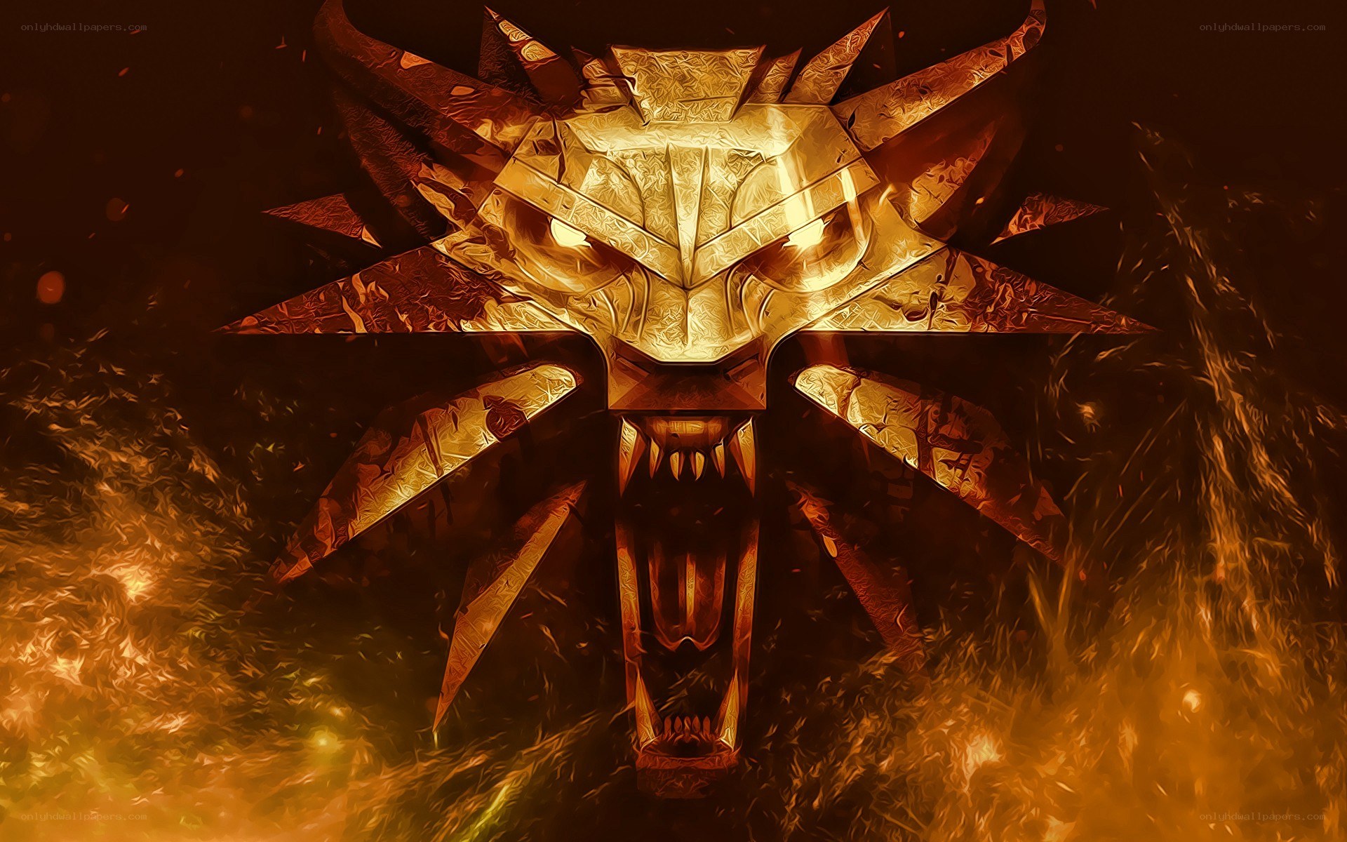 The Witcher logo in fire