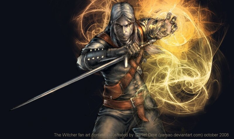 The Witcher with sword and magic