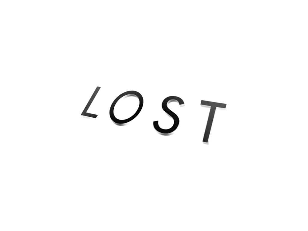 The word LOST in black letters