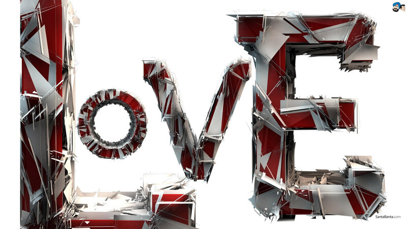 The Word Love in 3d Letters