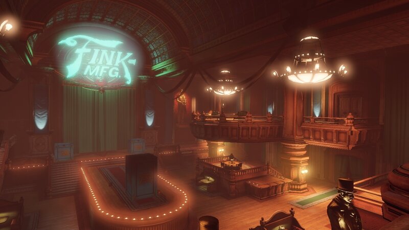 Theater Interior with Neon Sign