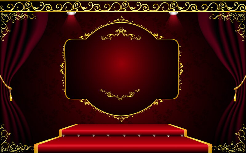 Theater Stage with Red Curtains
